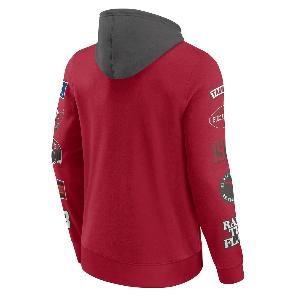 Men's Fanatics  Red/Pewter Tampa Bay Buccaneers Patched Out Pullover Hoodie