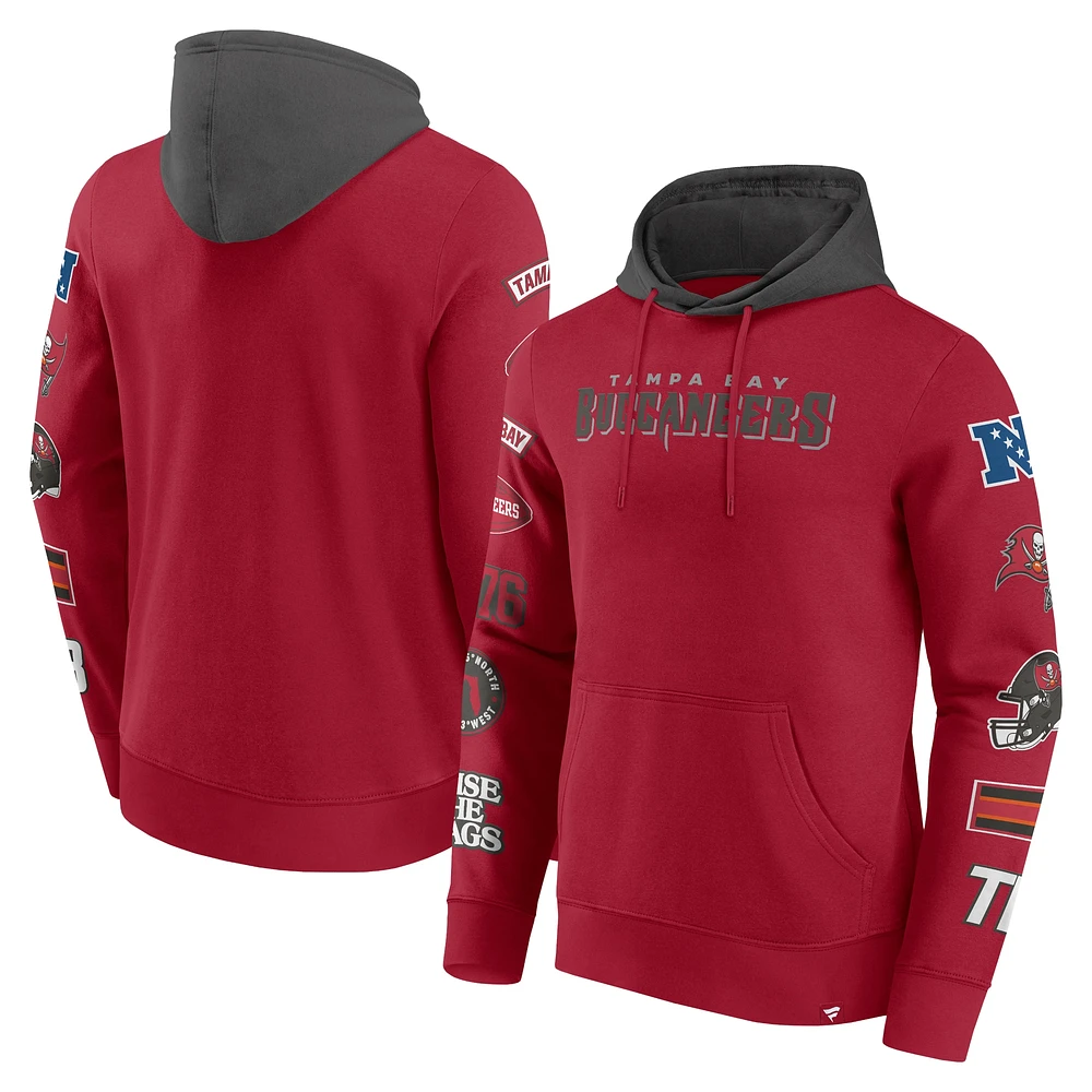 Men's Fanatics Red/Pewter Tampa Bay Buccaneers Patched Out Pullover Hoodie