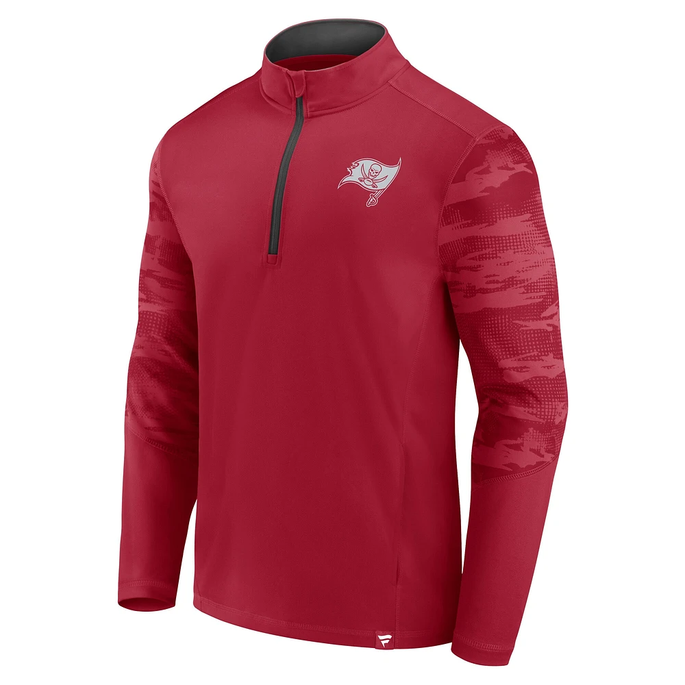 Men's Fanatics Red Tampa Bay Buccaneers Defender Quarter-Zip Sweatshirt