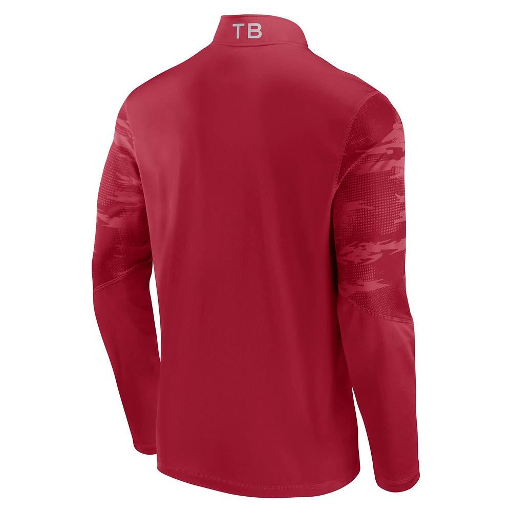 Men's Fanatics Red Tampa Bay Buccaneers Defender Quarter-Zip Sweatshirt