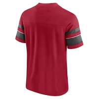 Men's Fanatics Red Tampa Bay Buccaneers Textured Hashmark V-Neck T-Shirt