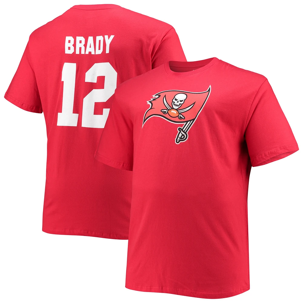 Men's Fanatics Tom Brady Red Tampa Bay Buccaneers Big & Tall Player Name Number T-Shirt