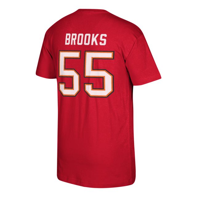 T-shirt rouge avec nom et numéro du joueur à la retraite des Buccaneers de Tampa Bay Mitchell & Ness Derrick Brooks pour homme