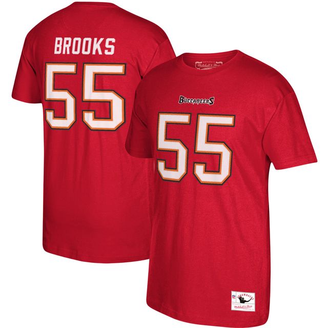 T-shirt rouge avec nom et numéro du joueur à la retraite des Buccaneers de Tampa Bay Mitchell & Ness Derrick Brooks pour homme