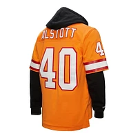 Sweat à capuche orange pour homme Mitchell & Ness Mike Alstott avec nom et numéro de joueur des Tampa Bay Buccaneers Legacy Jersey
