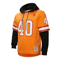 Sweat à capuche orange pour homme Mitchell & Ness Mike Alstott avec nom et numéro de joueur des Tampa Bay Buccaneers Legacy Jersey