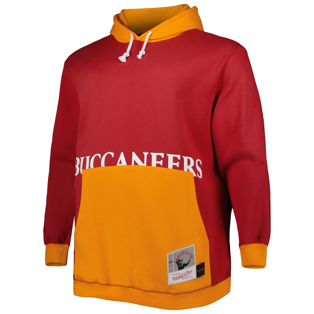 Men's Mitchell & Ness Red/Orange Tampa Bay Buccaneers Big Tall Face Pullover Hoodie