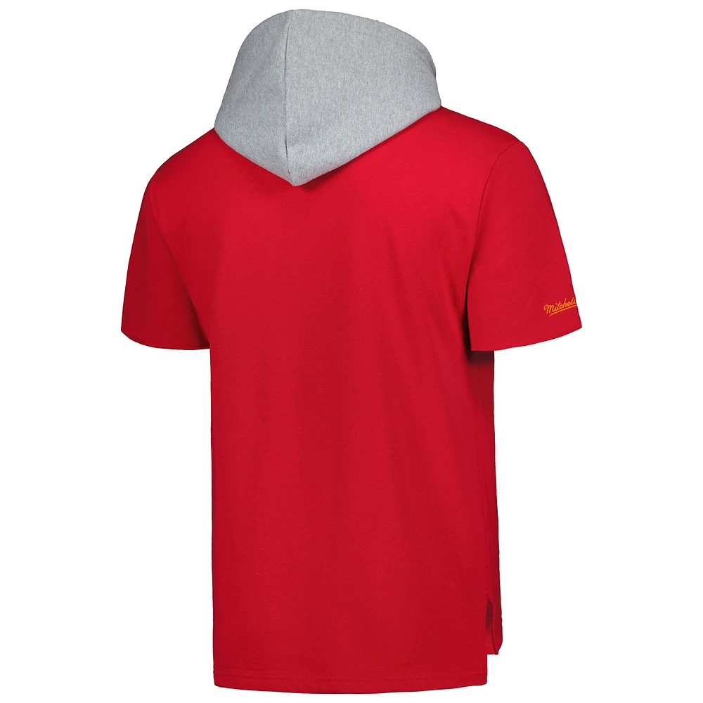 Men's Mitchell & Ness Red Tampa Bay Buccaneers Postgame Short Sleeve Hoodie