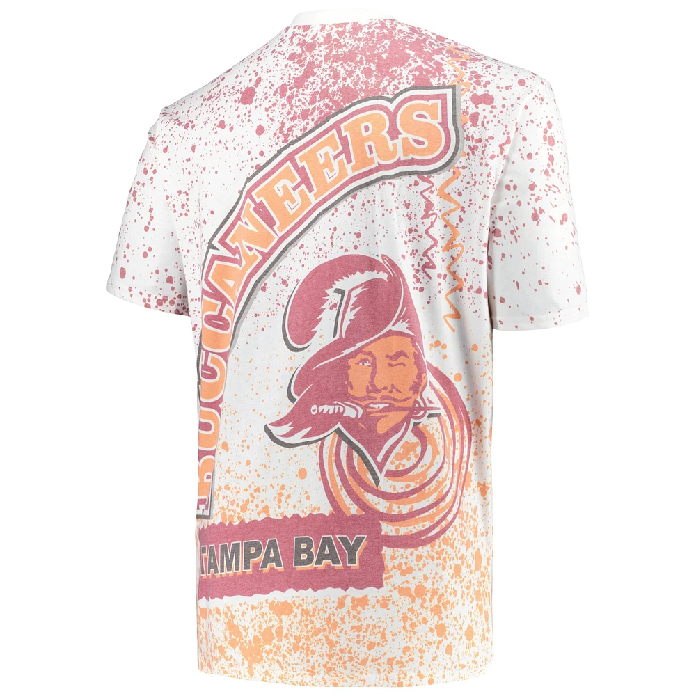Men's Mitchell & Ness White Tampa Bay Buccaneers Big Tall Allover Print T-Shirt