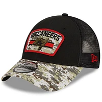 Men's New Era Black/Camo Tampa Bay Buccaneers 2021 Salute To Service - Trucker 9FORTY Snapback Adjustable Hat