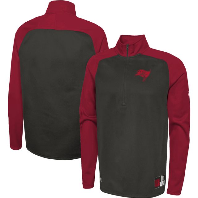 Veste à demi-fermeture éclair raglan New Era Tampa Bay Buccaneers Combine Authentic O-Line noire pour homme