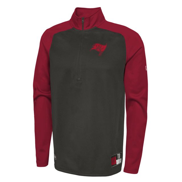 Veste à demi-fermeture éclair raglan New Era Tampa Bay Buccaneers Combine Authentic O-Line noire pour homme
