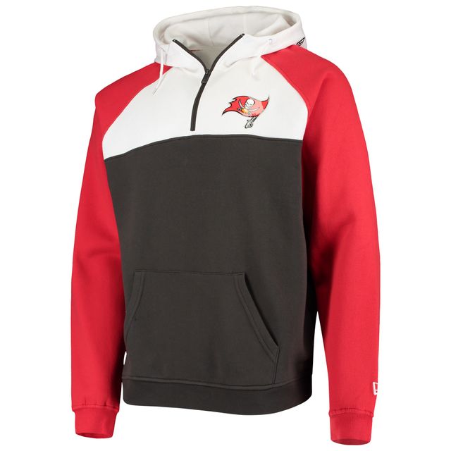 Veste à capuche et fermeture éclair quart de match Tampa Bay Buccaneers Gametime New Era pour homme, étain/blanc