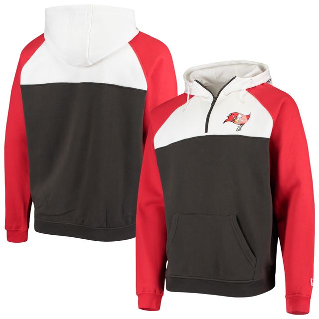 Veste à capuche et fermeture éclair quart de match Tampa Bay Buccaneers Gametime New Era pour homme, étain/blanc