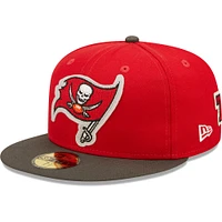 Men's New Era Red/Pewter Tampa Bay Buccaneers Super Bowl LV Letterman 59FIFTY Fitted Hat