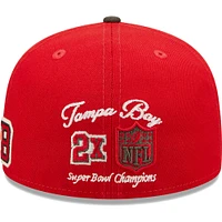 Men's New Era Red/Pewter Tampa Bay Buccaneers Super Bowl LV Letterman 59FIFTY Fitted Hat
