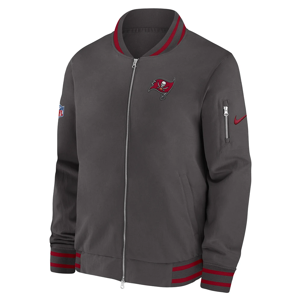 Men's Nike  Pewter Tampa Bay Buccaneers Coach Full-Zip Bomber Jacket