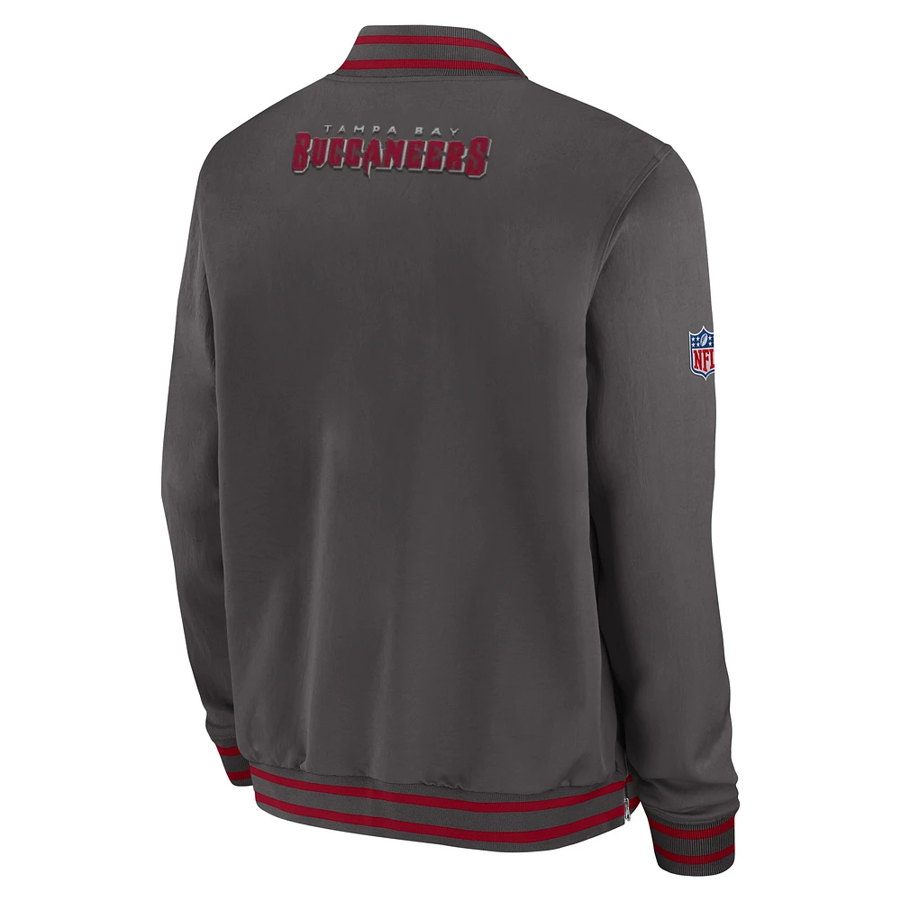 Men's Nike  Pewter Tampa Bay Buccaneers Coach Full-Zip Bomber Jacket