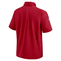 Men's Nike Red Tampa Bay Buccaneers 2024 Sideline Coach Short Sleeve Half-Zip Hoodie Jacket
