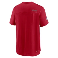 Men's Nike Red Tampa Bay Buccaneers Sideline Coach Chevron Lock Up Logo V-Neck Performance T-Shirt