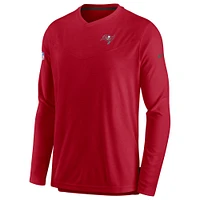 Men's Nike Red Tampa Bay Buccaneers Sideline Coach Chevron Lock Up Long Sleeve V-Neck Performance T-Shirt