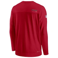 Men's Nike Red Tampa Bay Buccaneers Sideline Coach Chevron Lock Up Long Sleeve V-Neck Performance T-Shirt