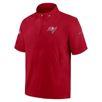 Men's Nike  Red Tampa Bay Buccaneers Sideline Coach Short Sleeve Hoodie Quarter-Zip Jacket