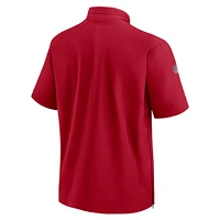 Men's Nike  Red Tampa Bay Buccaneers Sideline Coach Short Sleeve Hoodie Quarter-Zip Jacket