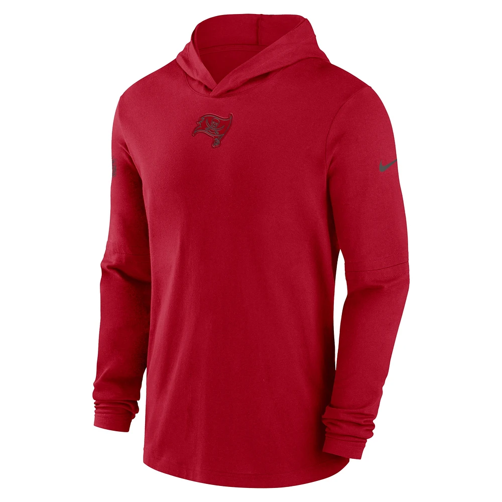 Men's Nike Red Tampa Bay Buccaneers Sideline Performance Long Sleeve Hoodie T-Shirt