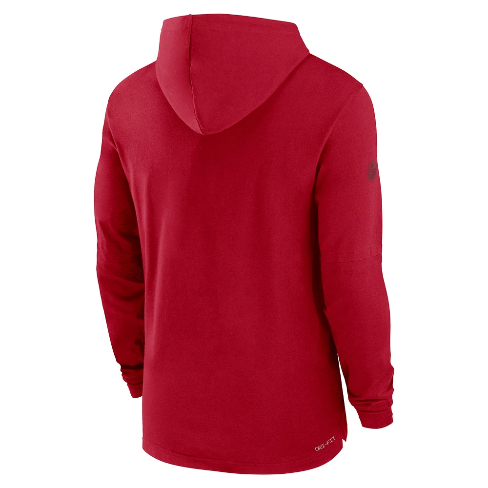 Men's Nike Red Tampa Bay Buccaneers Sideline Performance Long Sleeve Hoodie T-Shirt