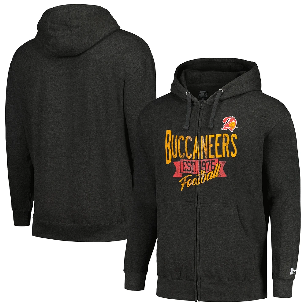 Men's Starter Charcoal Tampa Bay Buccaneers Gridiron Classics Post Season Full-Zip Hoodie