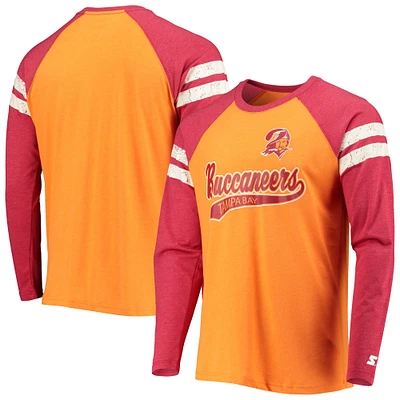 T-shirt à manches longues raglan Starter orange/rouge Tampa Bay Buccaneers Throwback League pour homme