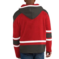 Men's Starter Red/Pewter Tampa Bay Buccaneers Lace-Up Pullover Hoodie