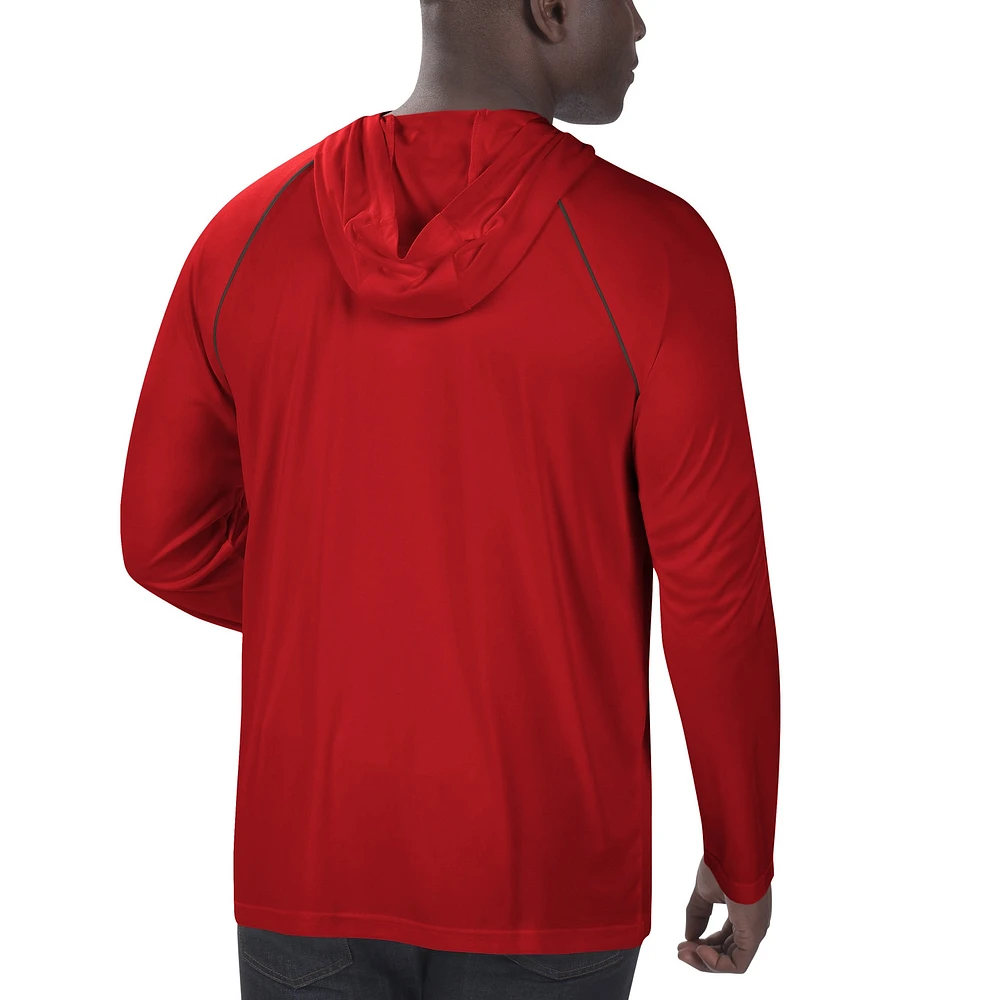 Men's Starter Red Tampa Bay Buccaneers Raglan Long Sleeve Hoodie T-Shirt