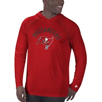 Men's Starter Red Tampa Bay Buccaneers Raglan Long Sleeve Hoodie T-Shirt
