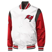 Men's Starter White Tampa Bay Buccaneers Warm Up Pitch Full-Snap - Varsity Jacket