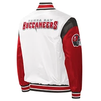 Men's Starter White Tampa Bay Buccaneers Warm Up Pitch Full-Snap - Varsity Jacket