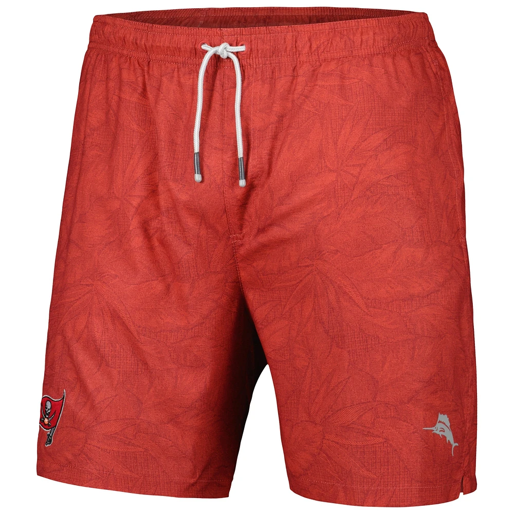 Short de bain pour homme Tommy Bahama Red Tampa Bay Buccaneers Naples Layered Leaves