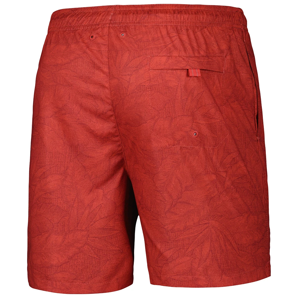 Short de bain pour homme Tommy Bahama Red Tampa Bay Buccaneers Naples Layered Leaves
