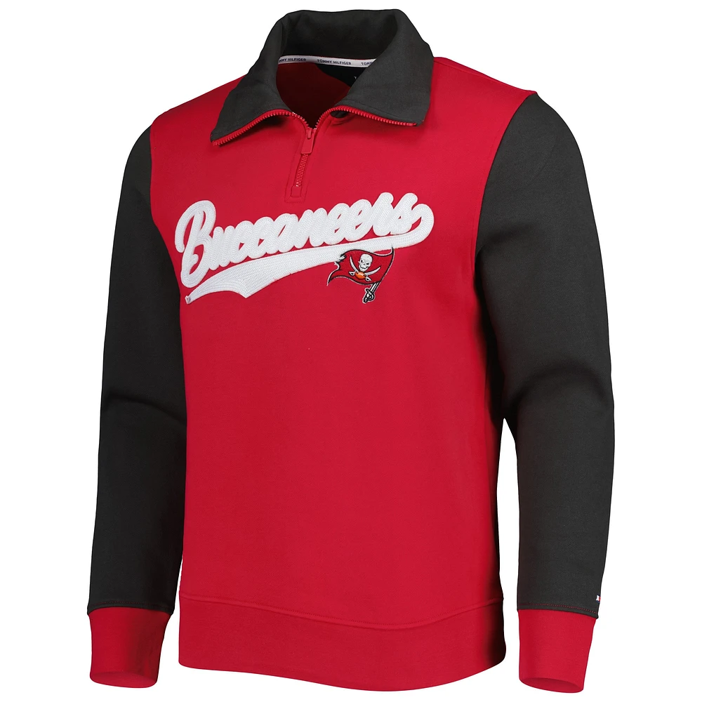 Men's Tommy Hilfiger Red/Pewter Tampa Bay Buccaneers Aiden Quarter-Zip Sweatshirt