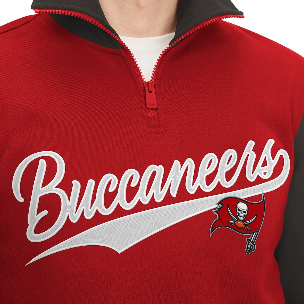 Men's Tommy Hilfiger Red/Pewter Tampa Bay Buccaneers Aiden Quarter-Zip Sweatshirt