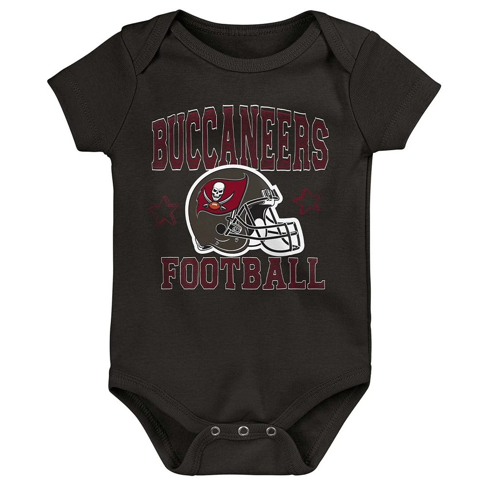 Newborn & Infant Red/Black/Heather Gray Tampa Bay Buccaneers Game On Three-Piece Bodysuit Set