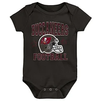 Newborn & Infant Red/Black/Heather Gray Tampa Bay Buccaneers Game On Three-Piece Bodysuit Set