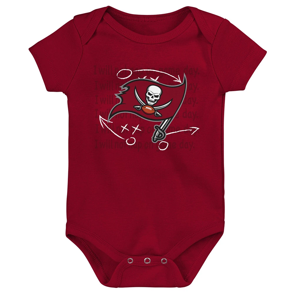 Newborn & Infant Red/Orange/Heather Gray Tampa Bay Buccaneers Three-Pack Eat, Sleep Drool Retro Bodysuit Set