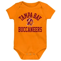 Newborn & Infant Red/Orange/Heather Gray Tampa Bay Buccaneers Three-Pack Eat, Sleep Drool Retro Bodysuit Set