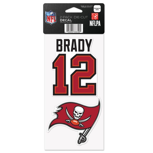 WinCraft Tom Brady Tampa Bay Buccaneers Perfect Cut Lot de 2 joueurs – Lot de décalcomanies