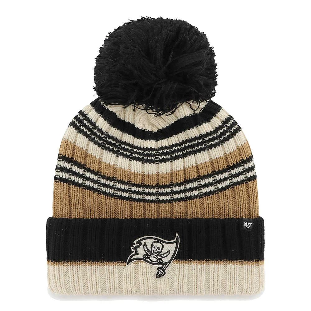 Women's '47 Natural Tampa Bay Buccaneers Barista Cuffed Knit Hat with Pom