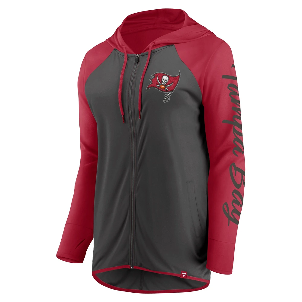 Women's Fanatics Pewter/Red Tampa Bay Buccaneers Script Full-Zip Hoodie