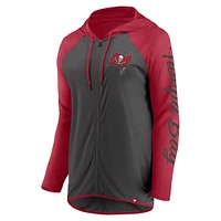 Women's Fanatics Pewter/Red Tampa Bay Buccaneers Script Full-Zip Hoodie