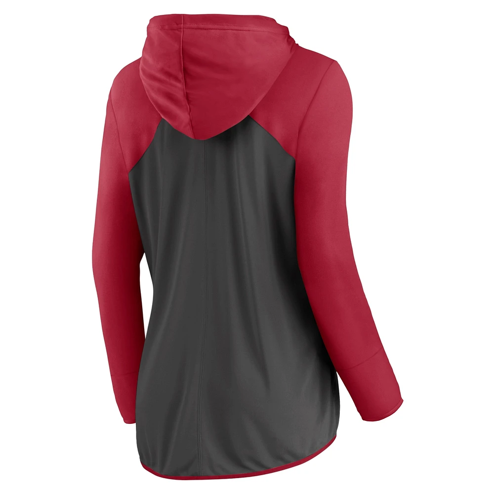 Women's Fanatics Pewter/Red Tampa Bay Buccaneers Script Full-Zip Hoodie